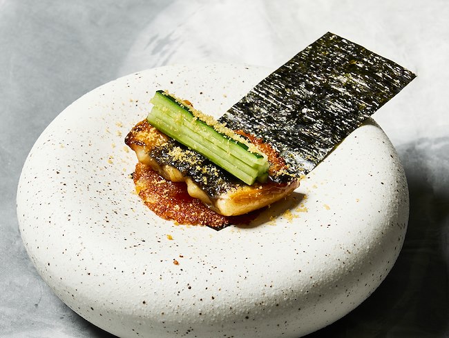 鰻の照り焼き　からすみ　海苔